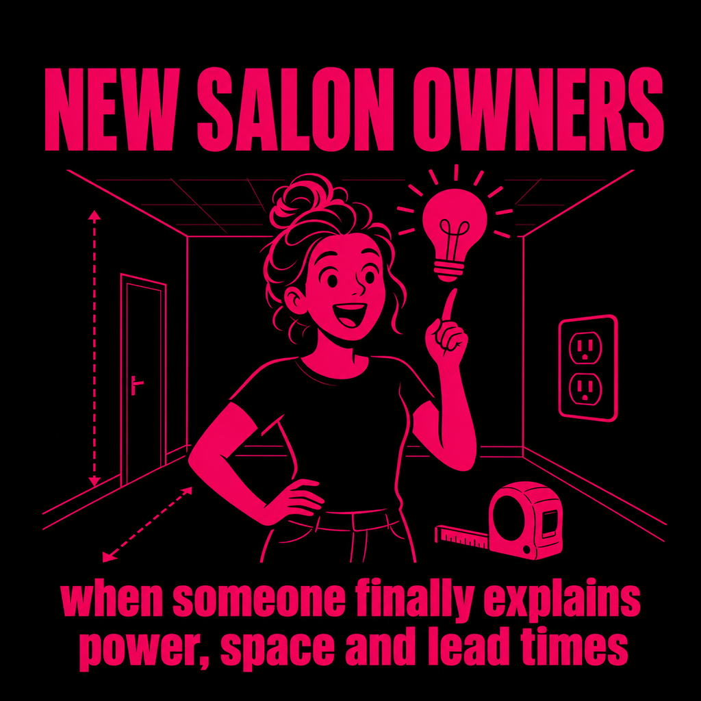 Meme: new salon owners when someone explains power, space and lead times